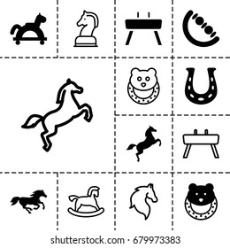 Horse icon. set of 13 filled and outline horse icons such as horse, baby toy