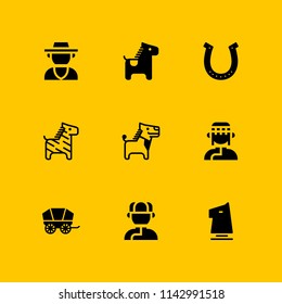 horse icon set. donkey, cowboy and horseshoe vector icon for graphic design and web