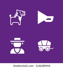 horse icon set. horn, donkey and wagon vector icon for graphic design and web