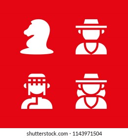 horse icon set with mongolian, cowgirl and cowboy vector icons for web and graphic design