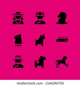 horse icon set with unicorn, horseriding and horse vector icons for web and graphic design