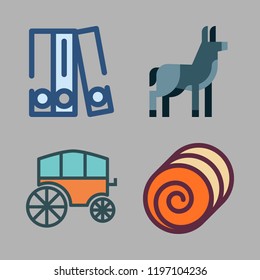horse icon set. vector set about blinder, donkey, hay and chariot icons set.