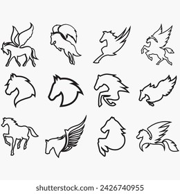 Horse icon set vector illustration