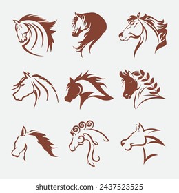 Horse icon set vector illustration