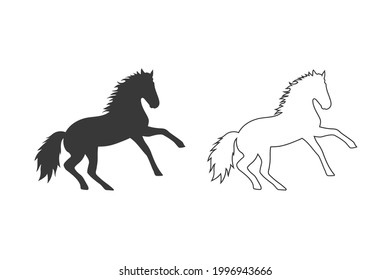 Horse Icon Set, Vector, Silhouette sign