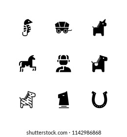 horse icon set. wagon, horse and zebra vector icon for graphic design and web