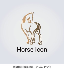 Horse Icon Silhouette for Logo, Business Card Beige Brown Colors