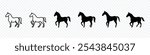 Horse icon, Silhouettes of a running horse, Hand drawn black icon of wild horse, set of silhouettes of horse. horses running