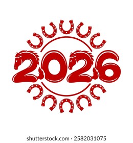 Horse icon symbol of new year 2026 on white background.