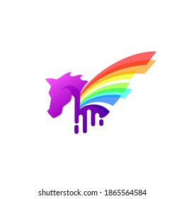 Plantilla de icono de caballo, plantilla de logotipo del vector Pegasus, inspiración del icono del logotipo abstracto moderno Pegasus, ilustración del logotipo de caballo y ala