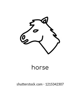 Horse icon. Trendy modern flat linear vector Horse icon on white background from thin line animals collection, editable outline stroke vector illustration