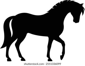 Horse icon vector art design. Silhouette of a Graceful Standing Horse on a White Background