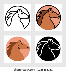 horse icon vector design in filled, thin line, outline and flat style.