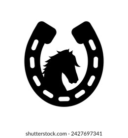 Horse icon vector. Horseshoe illustration sign. Stallion symbol or logo.
