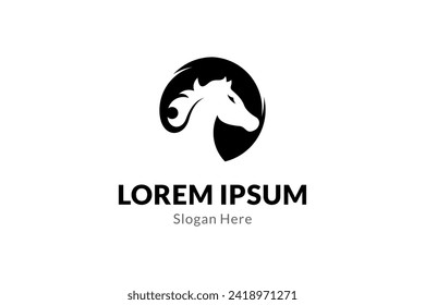 Diseño de logotipo vectorial de icono de caballo en estilo plano