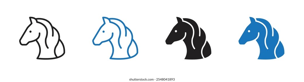 Horse icon Vector set outline