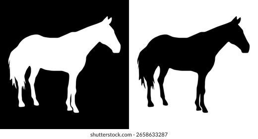 Vector del icono del caballo, icono de la silueta