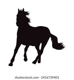 Icono de caballo, vector, silueta negra de caballo que corre. Ilustración vectorial.