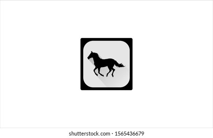 Horse Icon with white and black background in flat minimal vector logo design