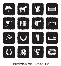 Horse Icons. Grunge Black Flat Design. Vector Illustration. 