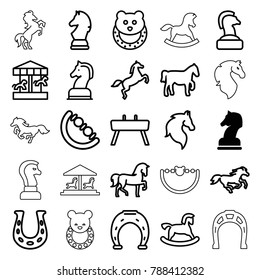 Horse icons. set of 25 editable outline horse icons such as horse chess, horse, baby toy, carousel