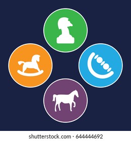 Horse icons set. set of 4 horse filled icons such as