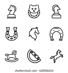 Horse icons set. set of 9 horse outline icons such as horse