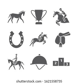 Horse icons set. Equestrian. Vector signs for web graphics