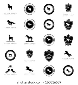 Horse Icons Set - Isolated On White Background - Vector Illustration, Graphic Design Editable For Your Design