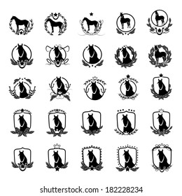 Horse Icons Set - Isolated On White Background - Vector Illustration, Graphic Design Editable For Your Design