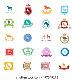 Horse Icons Set - Isolated On White Background - Vector Illustration, Graphic Design. For Web,Websites,App, Print,Presentation Templates,Mobile Applications And Promotional Materials 