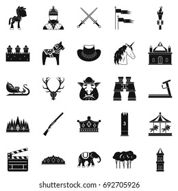 Horse icons set. Simple set of 25 horse vector icons for web isolated on white background