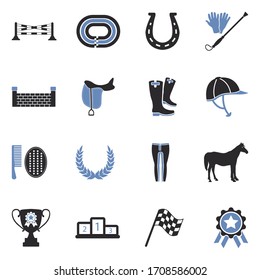 Horse Icons. Two Tone Flat Design. Vector Illustration.