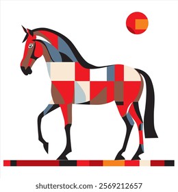 Horse illuatration in flat style. Design for cards, banners, books, booklet