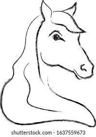 Horse illustration. Equestrian, derby sport flat hand drawn color vector illustration. Stallion. Equestrianism. Racehorse hand drawn . Horse racing competition. Hippodrome, isolated