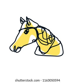 Horse illustration line art drawing for logo