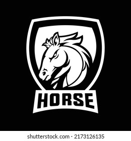 Horse illustration vector design with black and white color theme for logo and icon