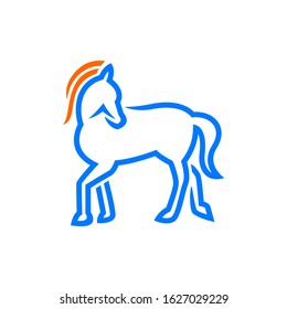 Horse illustration vector linear icons and logo design elements 