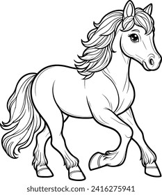 HORSE ILLUSTRATIONS FOR CHILDREN TO LEARN TO COLORING