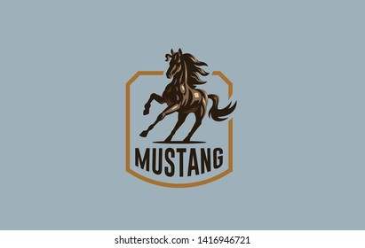 Horse image in classic minimal style. Badge Vector illustration.