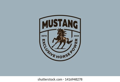 Horse image in classic minimal style. Badge Vector illustration.