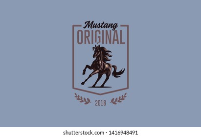 Horse image in classic minimal style. Badge Vector illustration.