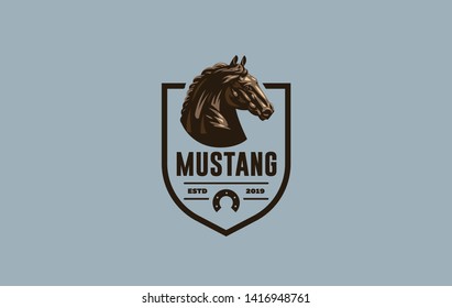Horse image in classic minimal style. Badge Vector illustration.
