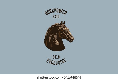 Horse image in classic minimal style. Badge Vector illustration.