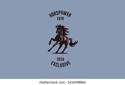 Horse image in classic minimal style. Badge Vector illustration.