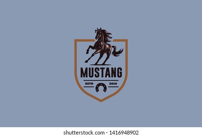 Horse image in classic minimal style. Badge Vector illustration.