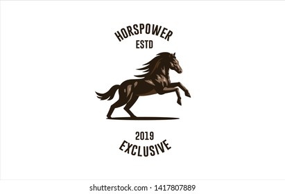 Horse image in classic minimal style. Badge Vector illustration.