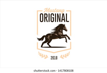 Horse image in classic minimal style. Badge Vector illustration.