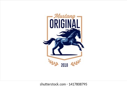 Horse image in classic minimal style. Badge Vector illustration.