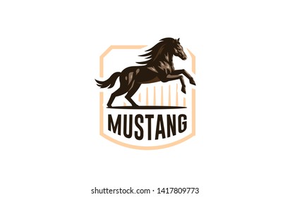 Horse image in classic minimal style. Badge Vector illustration.